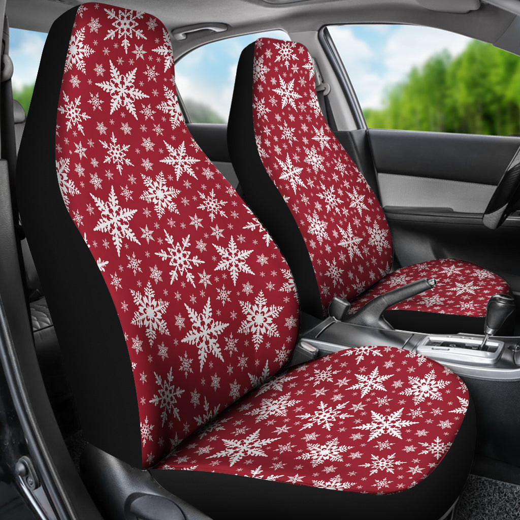 Snowflake Red Print Design LKS302 Car Seat Covers