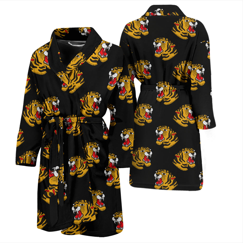 Tiger Head Print Design LKS306 Men Bathrobe