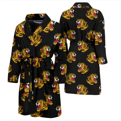 Tiger Head Print Design LKS306 Men Bathrobe