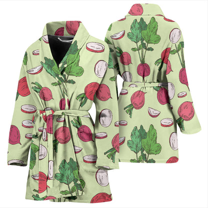 Radish Pattern Print Design A04 Women Bathrobe