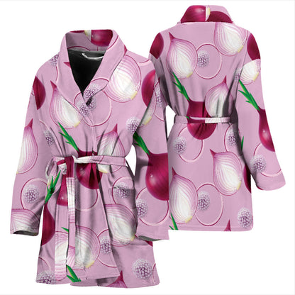 Onion Pattern Print Design A01 Women Bathrobe