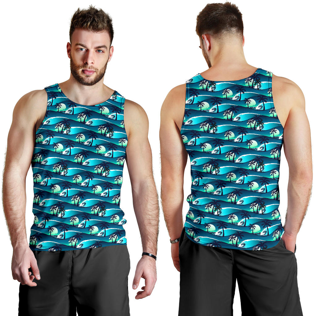 Beach Wave Design Print Men Tank Top