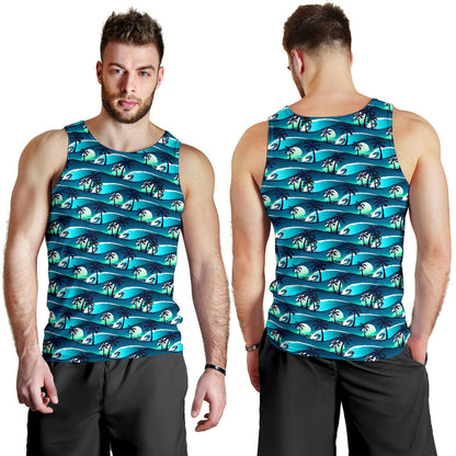 Beach Wave Design Print Men Tank Top