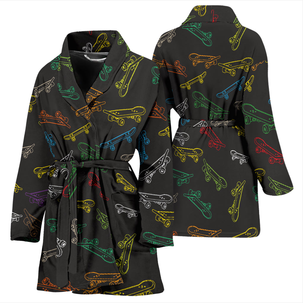 Skateboard Print Design LKS301 Women Bathrobe