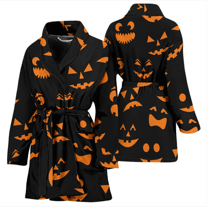 Halloween Pattern Print Design 02 Women Bathrobe