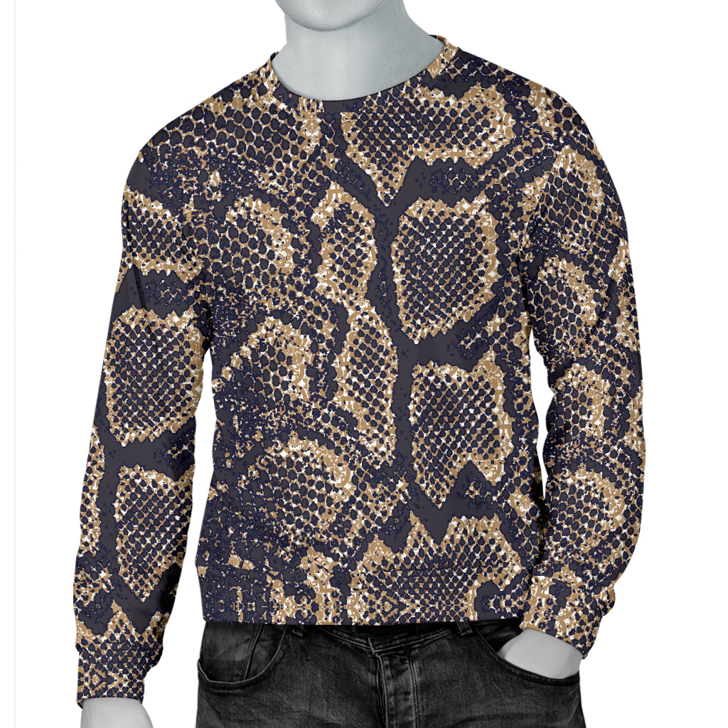 Snake Skin Pattern Print Men Long Sleeve Sweatshirt