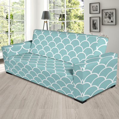 Scales Teal Pattern Print Design 02 Sofa Slipcover