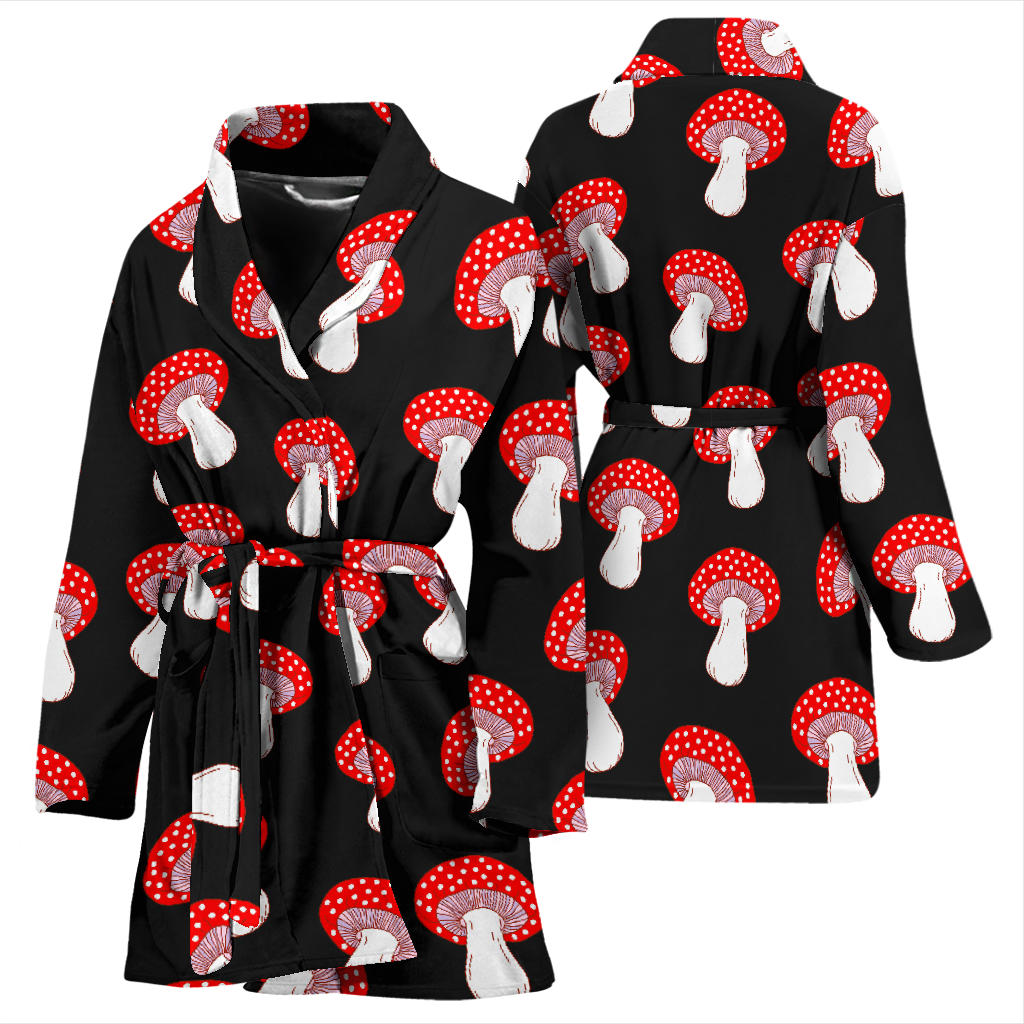 Mushroom Pattern Print Design A02 Women Bathrobe