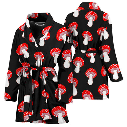 Mushroom Pattern Print Design A02 Women Bathrobe