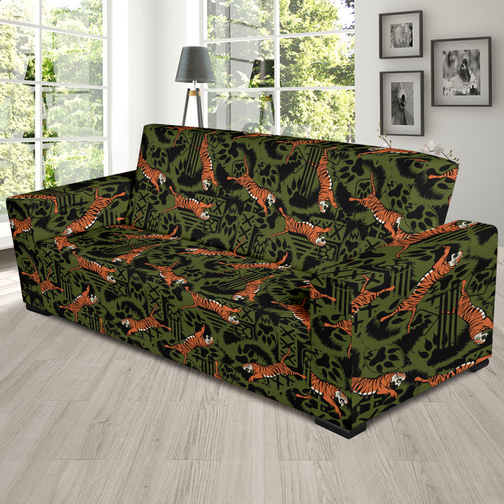Tiger Pattern Print Design LKS303 Sofa Slipcover