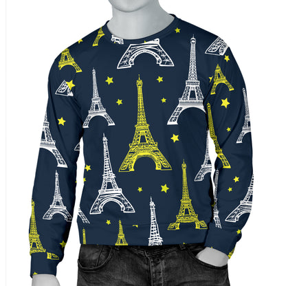 Eiffel Tower Star Print Men Long Sleeve Sweatshirt