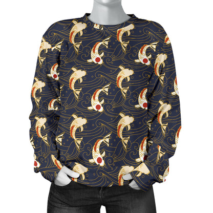 Koi Carp Japanese Design Themed Print Women Long Sleeve Sweatshirt