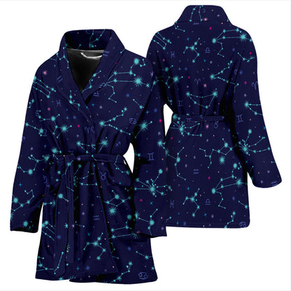 Constellation Pattern Print Design 01 Women Bathrobe