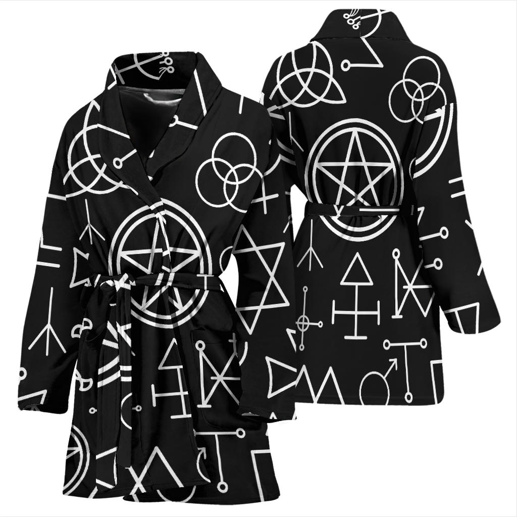 Pentagram Pattern Print Design A02 Women Bathrobe
