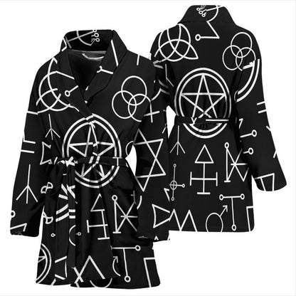 Pentagram Pattern Print Design A02 Women Bathrobe