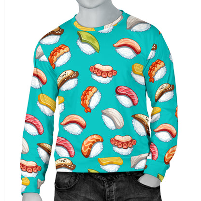 Sushi Themed Print Men Long Sleeve Sweatshirt