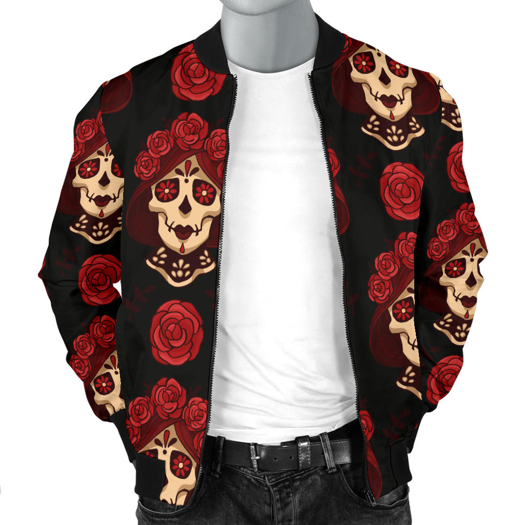 Day of the Dead Skull Girl Pattern Men Bomber Jacket
