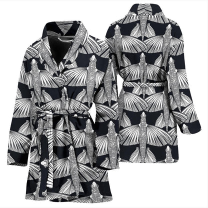 Flying Fish Pattern Print Design 03 Women Bathrobe