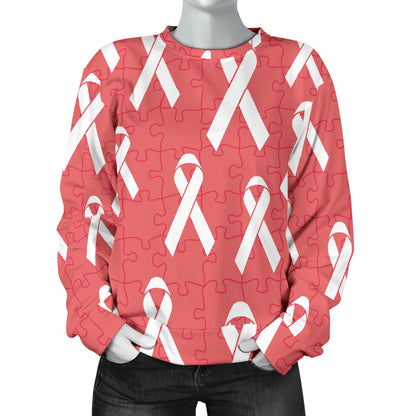 Autism Awareness Ribbon Design Print Women Long Sleeve Sweatshirt