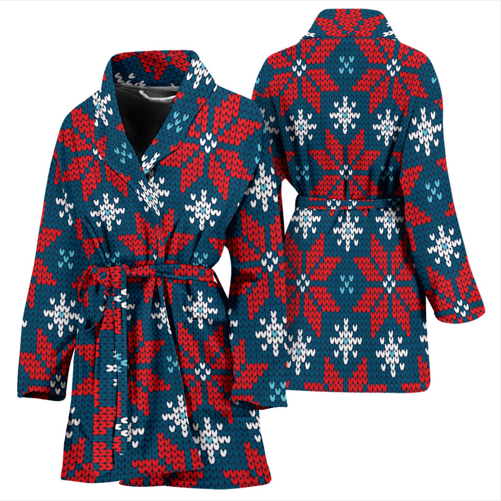 Poinsettia Pattern Print Design A02 Women Bathrobe