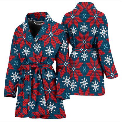 Poinsettia Pattern Print Design A02 Women Bathrobe