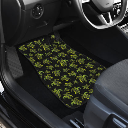 Green Tribal Turtle Polynesian Themed Car Floor Mats Front Back