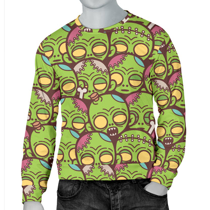 Zombie Head Design Pattern Print Men Long Sleeve Sweatshirt