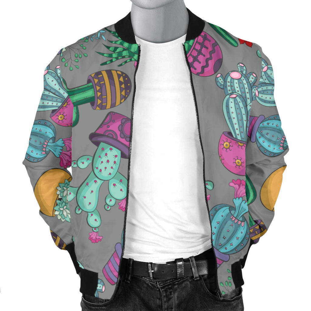 Cactus Colorful Print Pattern Men Bomber Jacket