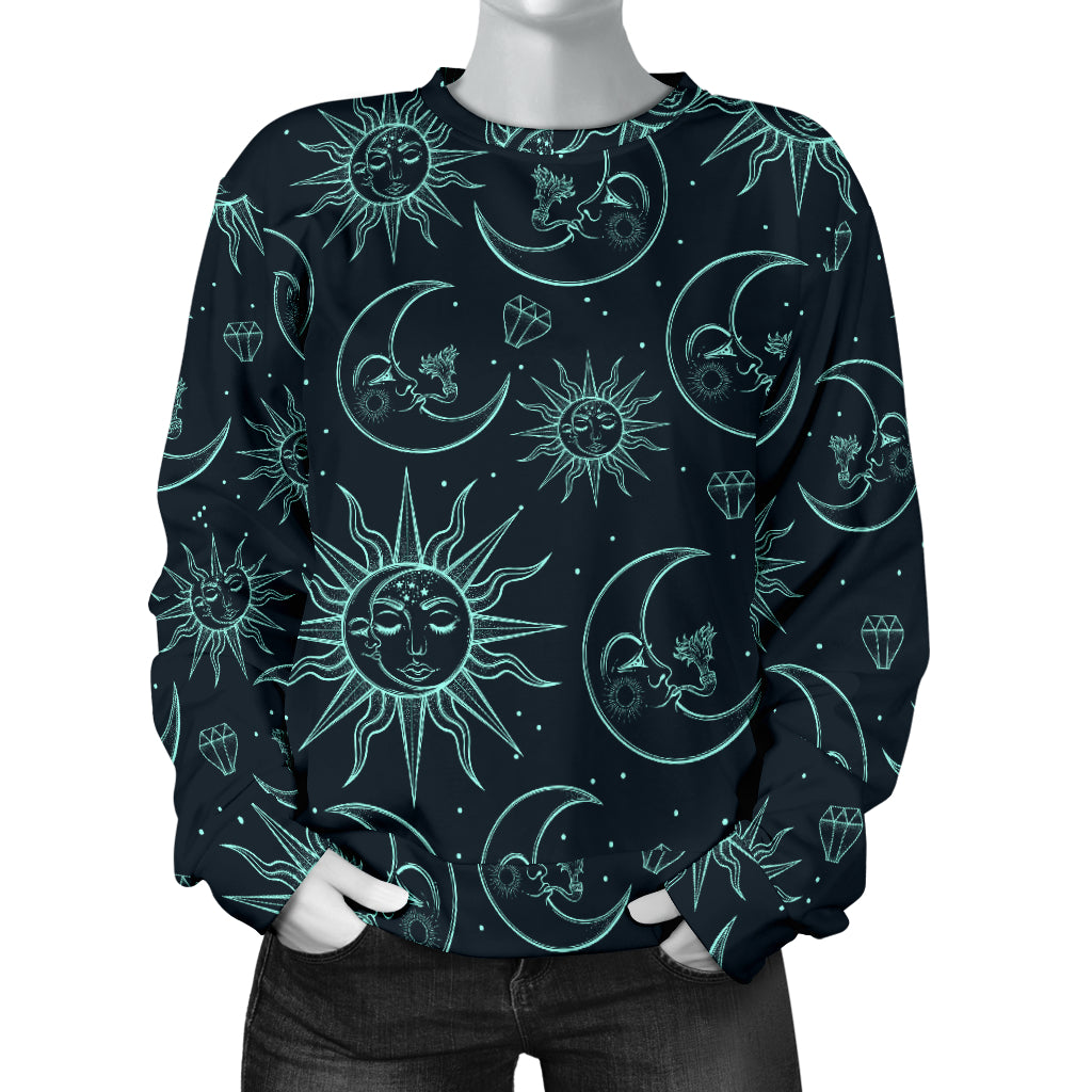 Sun Moon Magic Design Themed Print Women Long Sleeve Sweatshirt