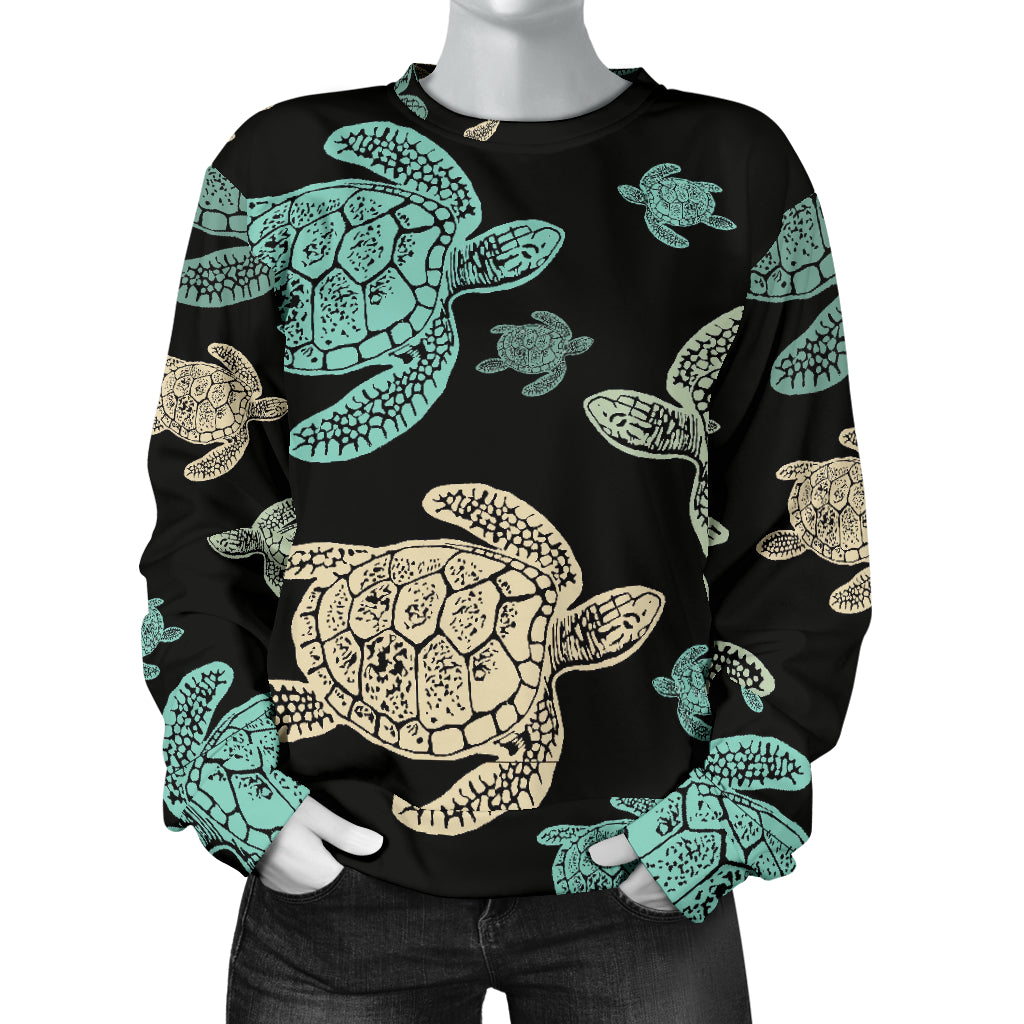 Sea Turtle Stamp Pattern Women Long Sleeve Sweatshirt