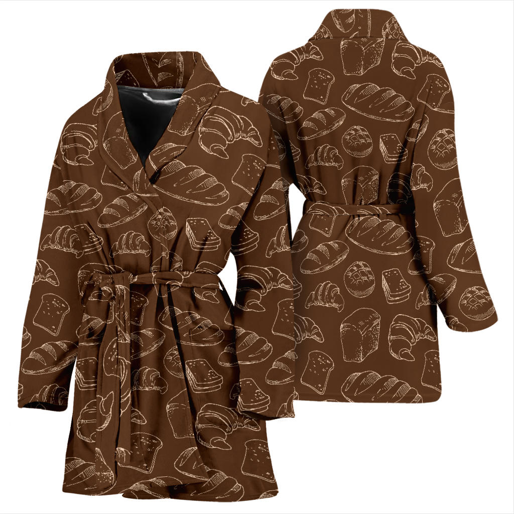Bread Pattern Print Design 02 Women Bathrobe