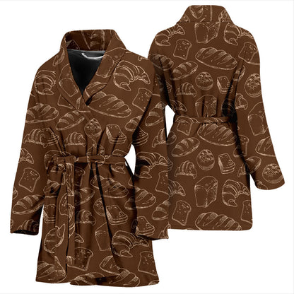 Bread Pattern Print Design 02 Women Bathrobe