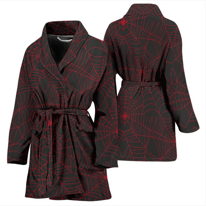 Spider Web Red Print Design LKS302 Women Bathrobe