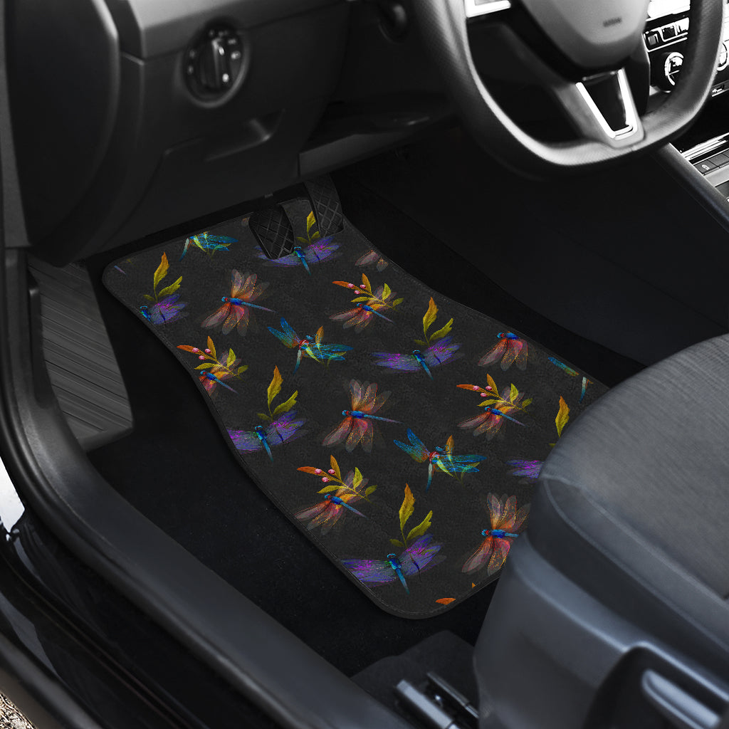Dragonfly Colorful Realistic Print Car Floor Mats Front Back