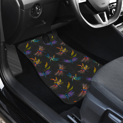 Dragonfly Colorful Realistic Print Car Floor Mats Front Back