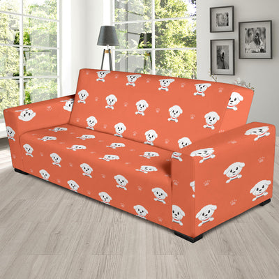 Bichons Frise Pattern Print Design 02 Sofa Slipcover