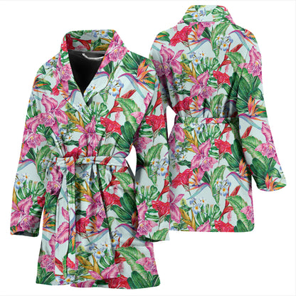 Tropical Flower Print Design LKS304 Women Bathrobe