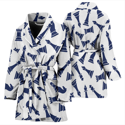 Chess Pattern Print Design 03 Women Bathrobe