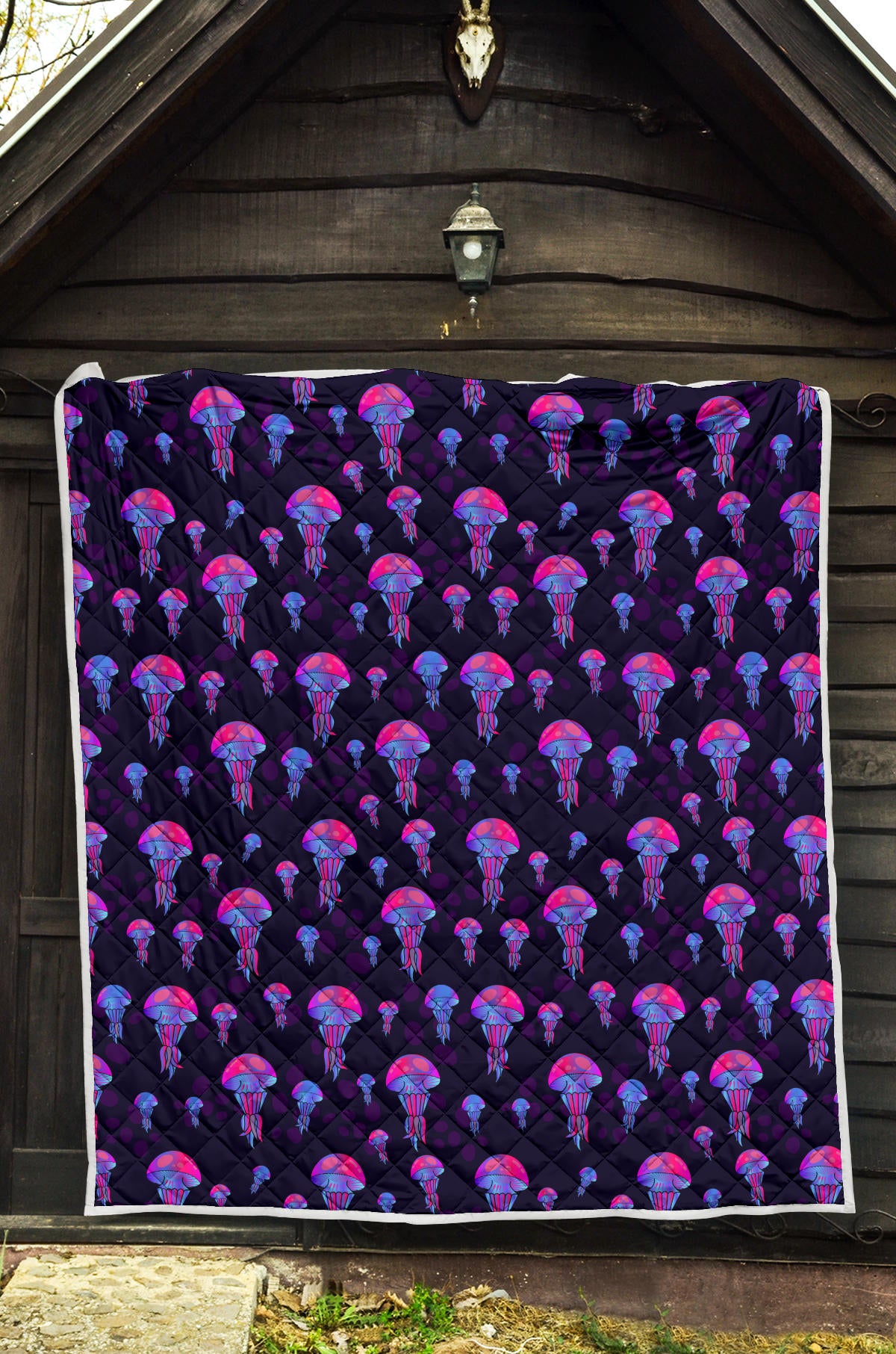 Jellyfish Neon Print Quilt Bedspread
