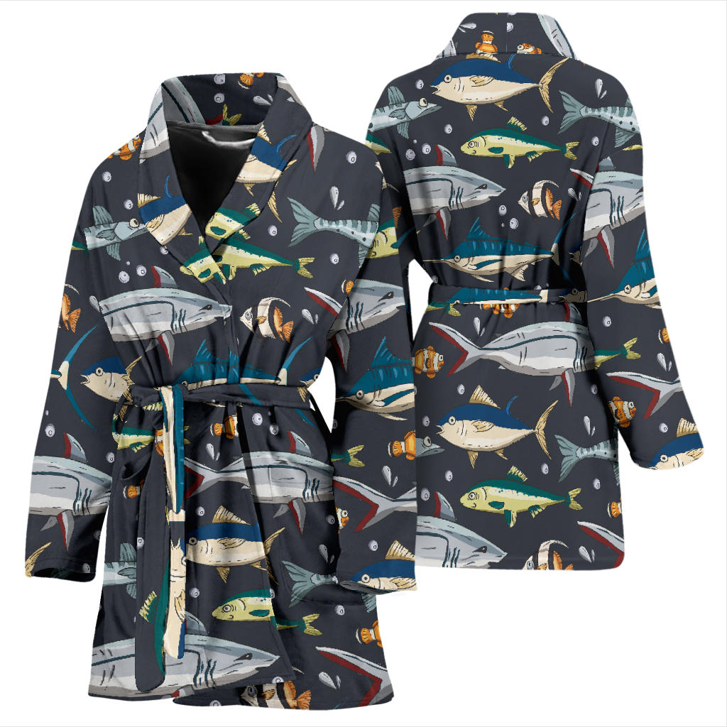 Swordfish Pattern Print Design 04 Women Bathrobe