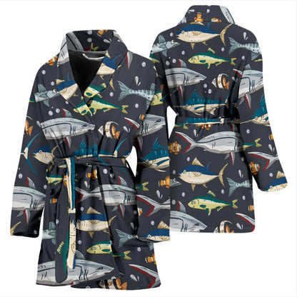Swordfish Pattern Print Design 04 Women Bathrobe