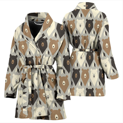 Bear Pattern Print Design 04 Women Bathrobe