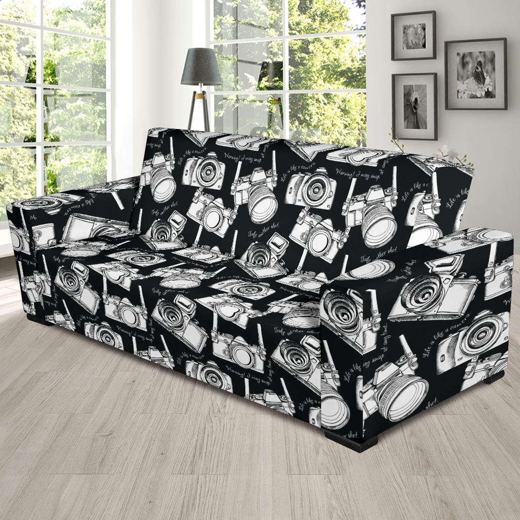 Camera Pattern Print Design 01 Sofa Slipcover