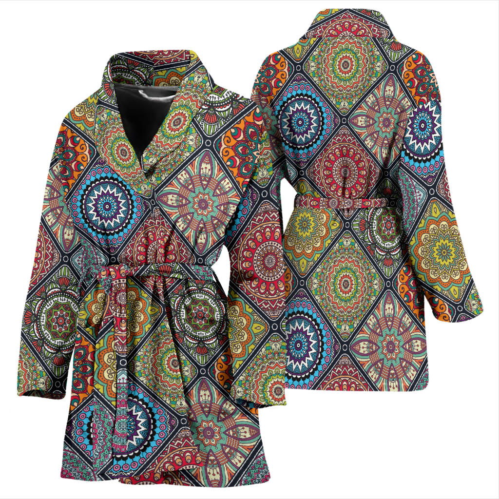Bohemian Pattern Print Design 05 Women Bathrobe