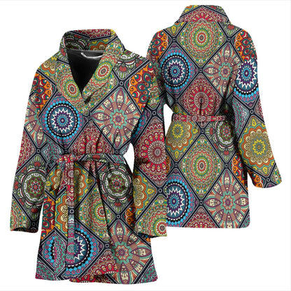 Bohemian Pattern Print Design 05 Women Bathrobe
