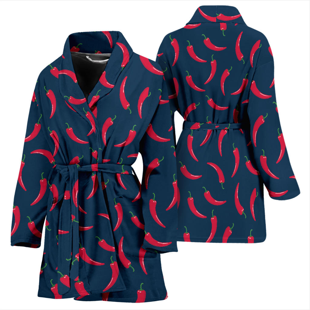 Chilli Pepper Pattern Print Design 03 Women Bathrobe