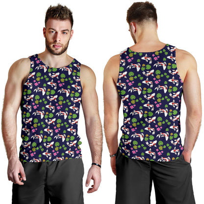 Koi Carp Pattern Design Themed Print Men Tank Top