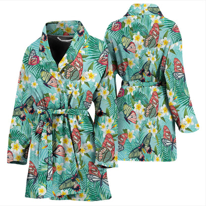 Butterfly Pattern Print Design 09 Women Bathrobe