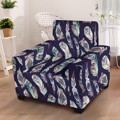 Feather Vintage Boho Design Print Armchair Slipcover