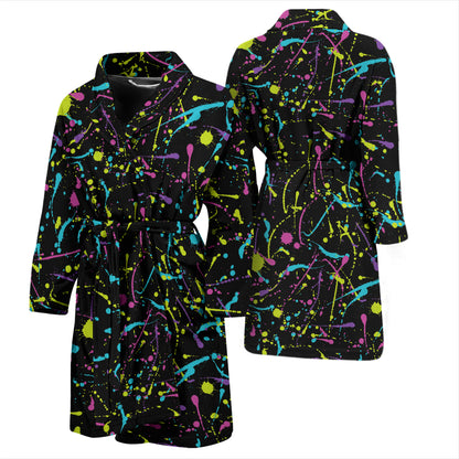 Splatter Multicolor Print Design LKS302 Men Bathrobe
